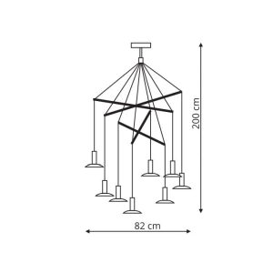 HAT lampa wisząca czarna LP-1661/8P BK