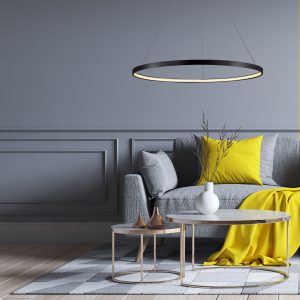 Ring lampa wisząca średnia czarna 4000K LP-909/1P 4M BK