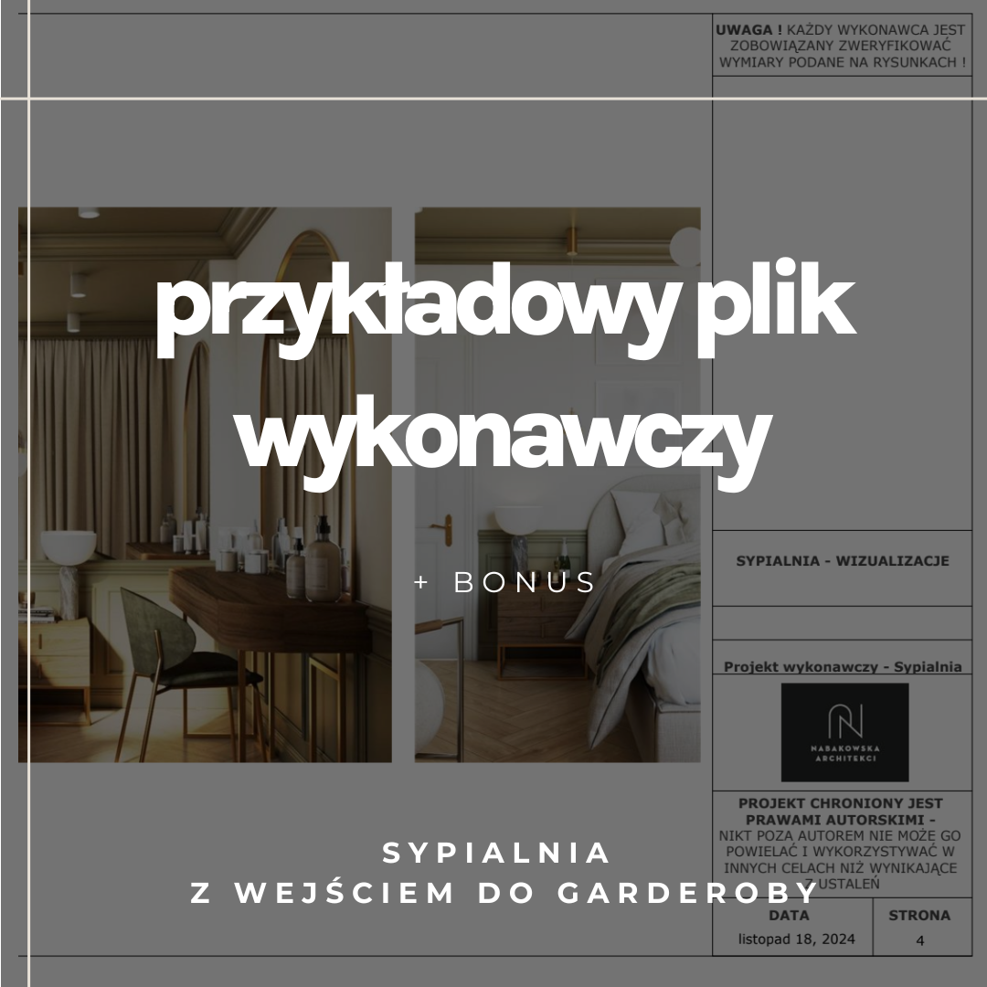 PDF plik wykonawczy projektu sypialni z wejściem do garderoby