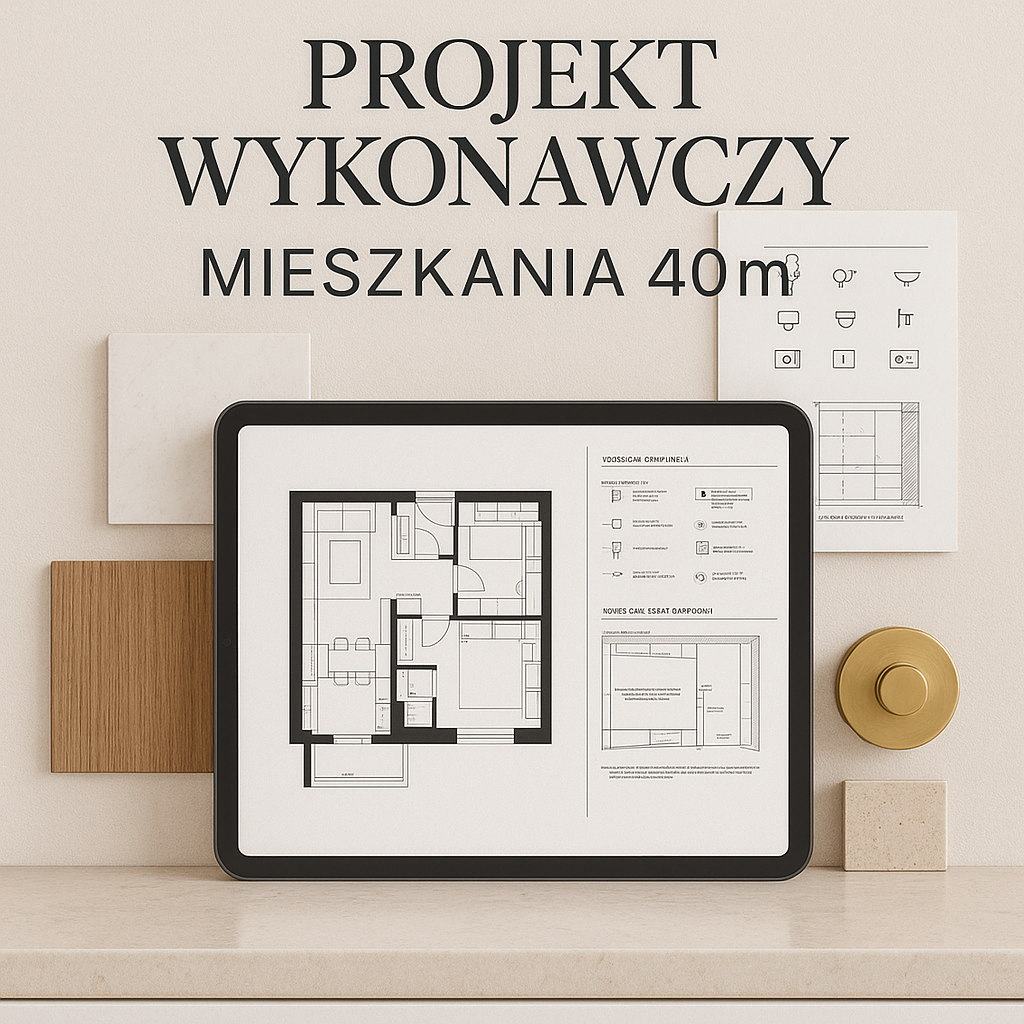 PDF – Projekt wykonawczy mieszkania 40 m² + zestawienie wyposażenia dodatkowego