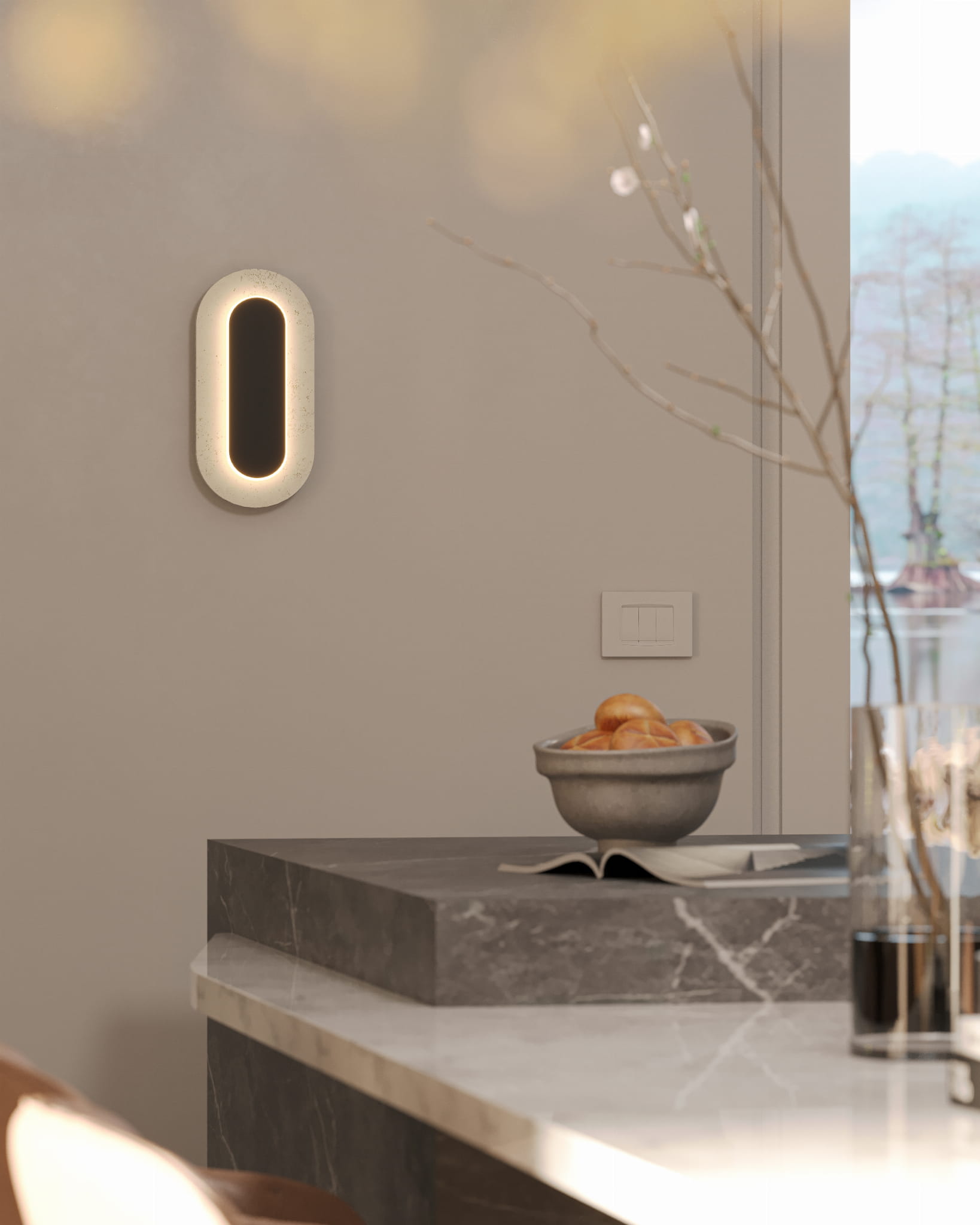 Kinkiet Travertino Oval 10w