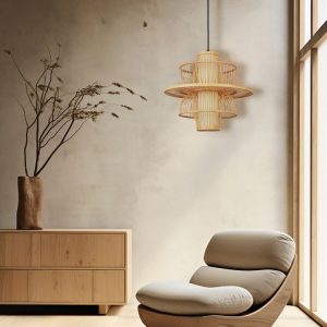 Rattanowa lampa wisząca Estral naturalna 1xE27