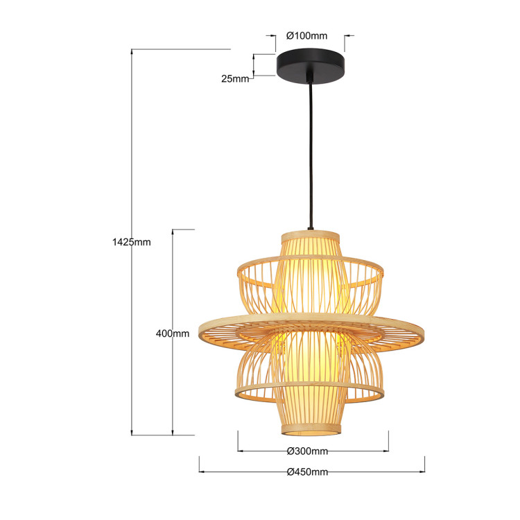 Rattanowa lampa wisząca Estral naturalna 1xE27