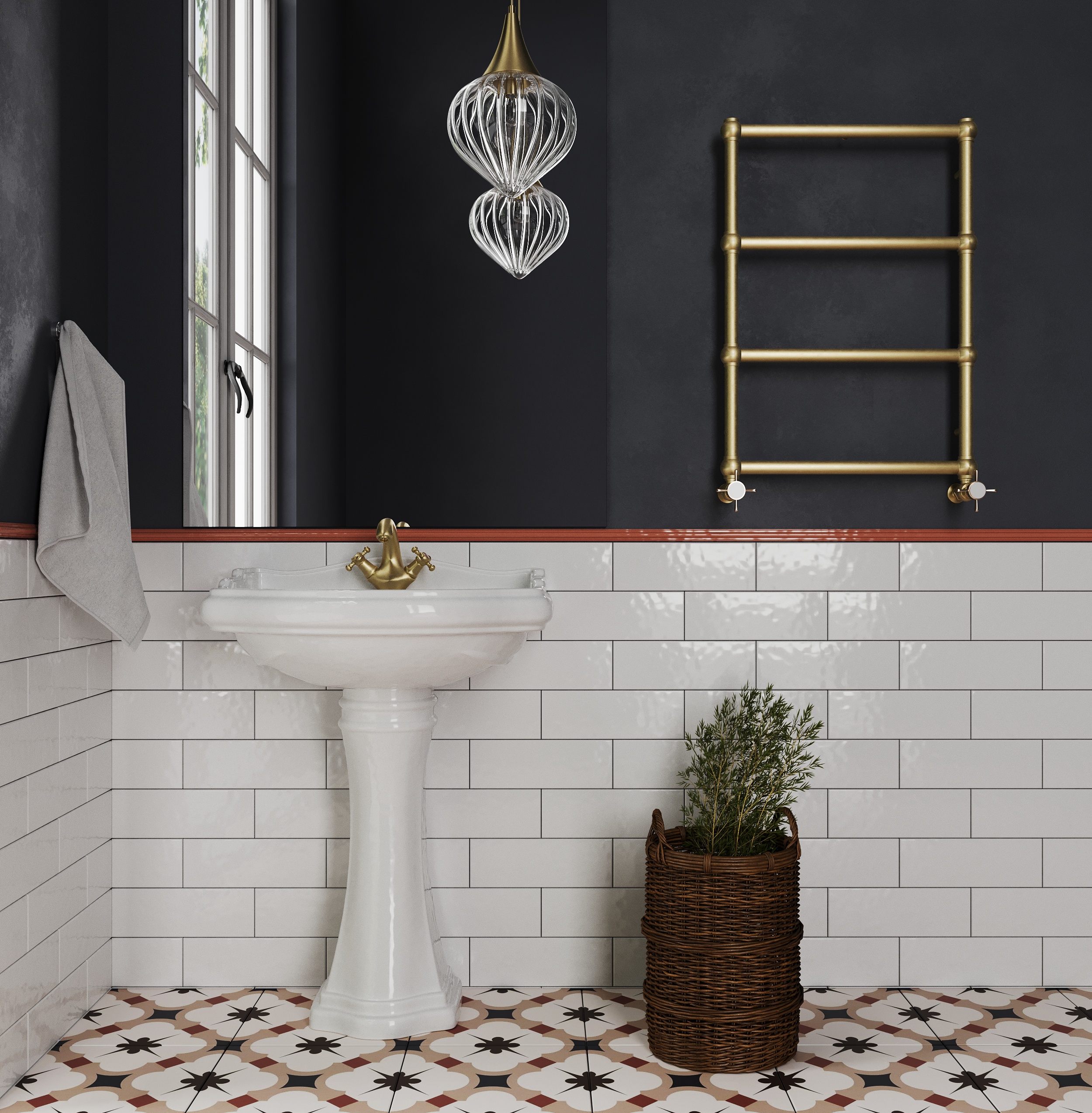 Grzejnik Imers Awena stary mosiądz + komplet