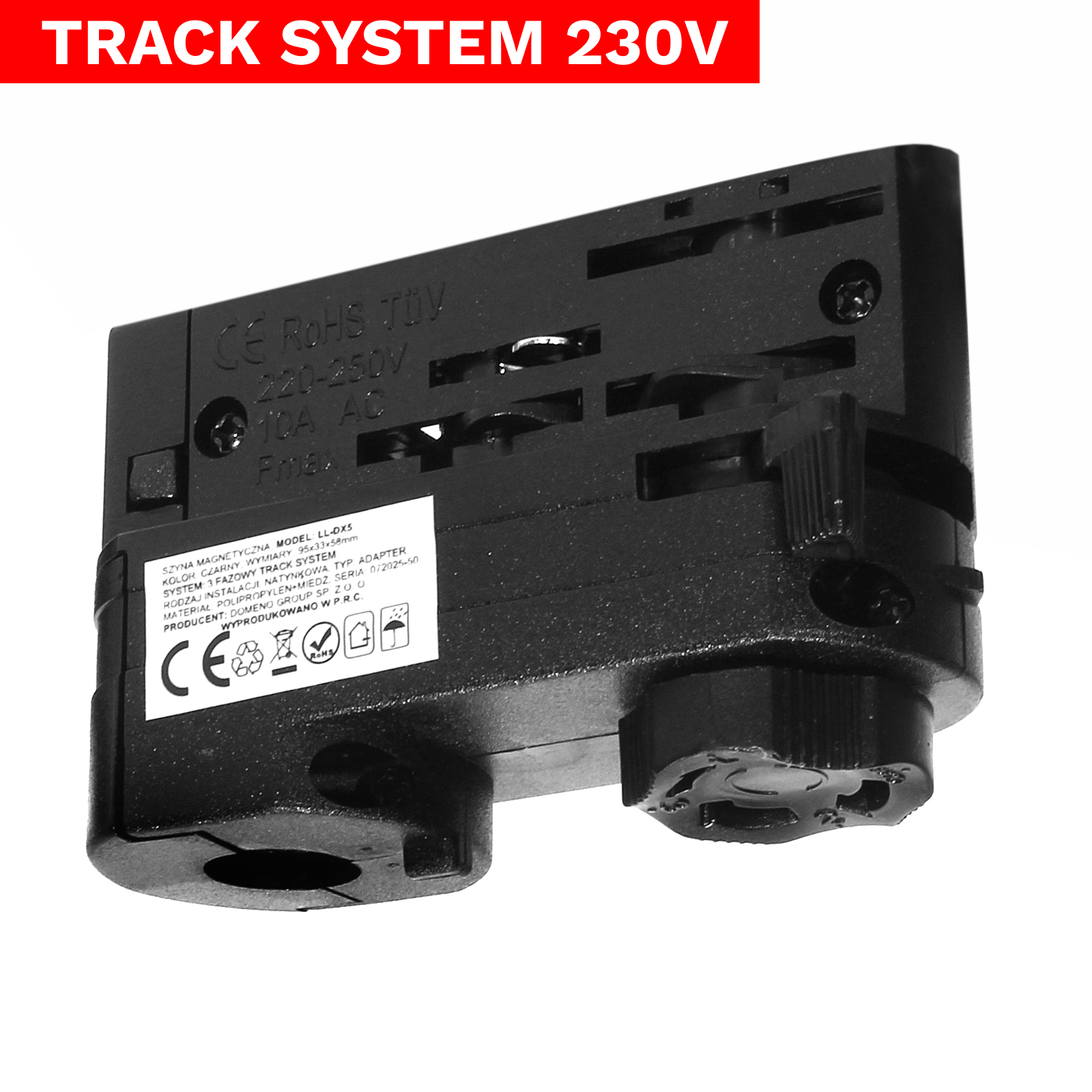 Adapter Track System LL-DX5 czarny 3-Fazowy Adapter Track System LL-DX5 czarny 3-Fazowy