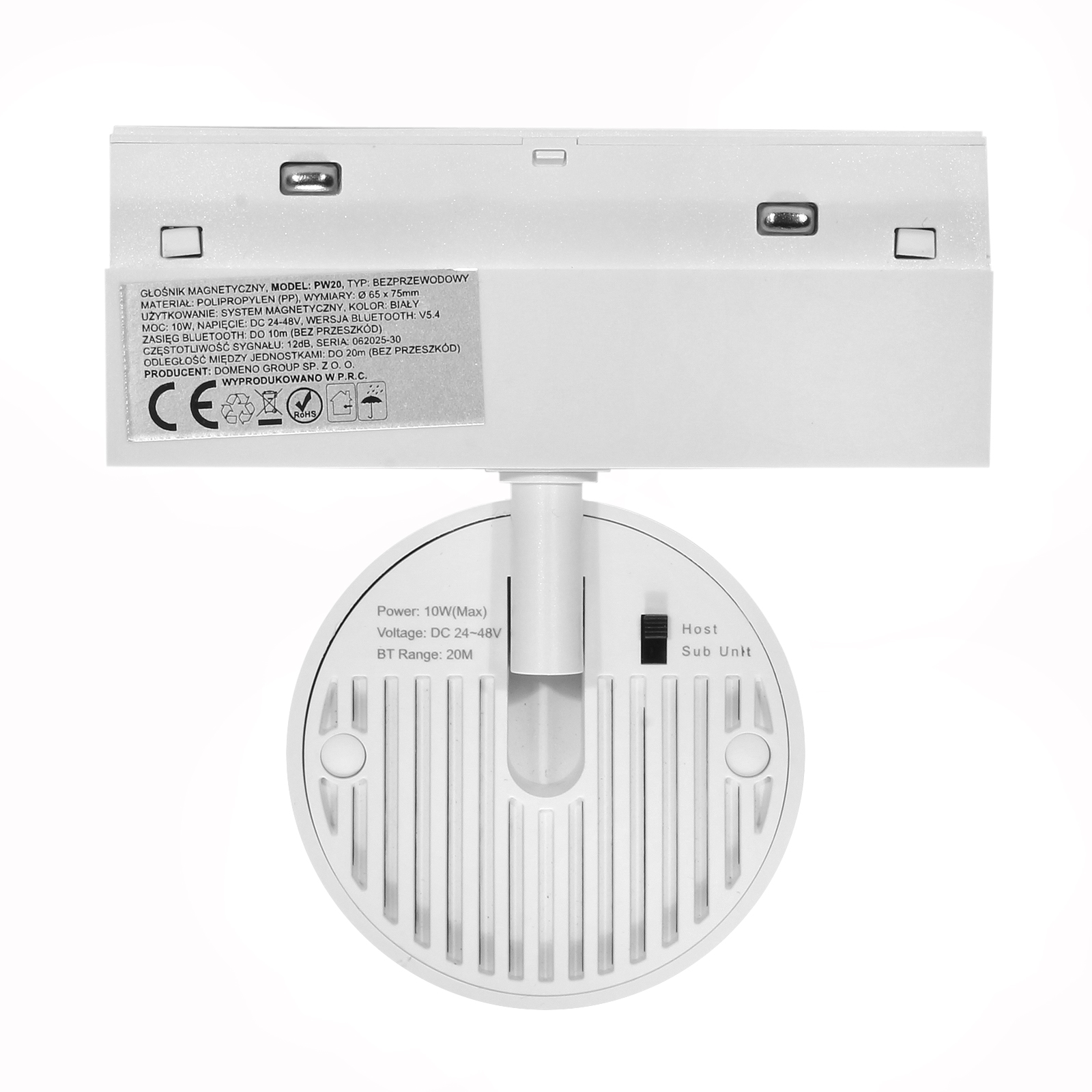 Głośnik magnetyczny 10W PW20 biały Głośnik magnetyczny 10W PW20 biały