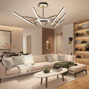 LAMPA DEKORACYJNA SUFIT 38W +  PILOT - BRĄZ - ZŁOTO DL-F07 FARO