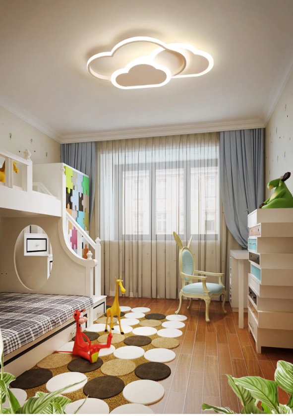 LAMPA DZIECIĘCA LED SUFIT BIAŁE CHMURKI 58W + PILOT DL-I03 LAMPA DZIECIĘCA LED SUFIT BIAŁE CHMURKI 58W + PILOT DL-I03