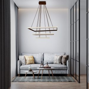 LAMPA LED ŻYRANDOL SUFITOWA + PILOT 116W BRĄZ  DL-F09 MOKKA