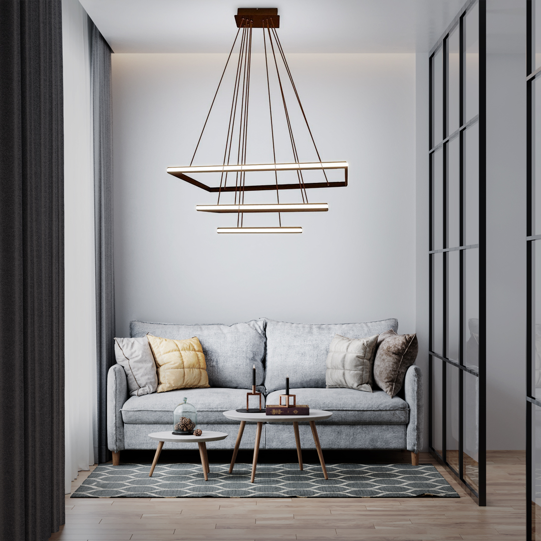 LAMPA LED ŻYRANDOL SUFITOWA + PILOT 116W BRĄZ DL-F09 MOKKA LAMPA LED ŻYRANDOL SUFITOWA + PILOT 116W BRĄZ DL-F09 MOKKA