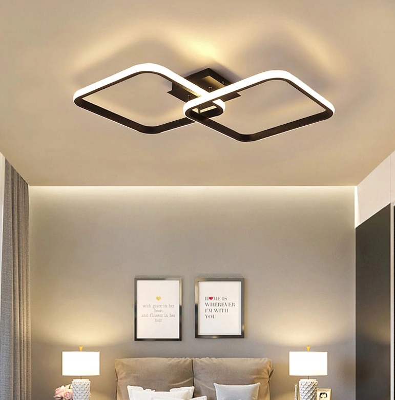 Lampa Dekoracyjna 2 kwadraty 52W Czarna DL-Z02 IMOLA