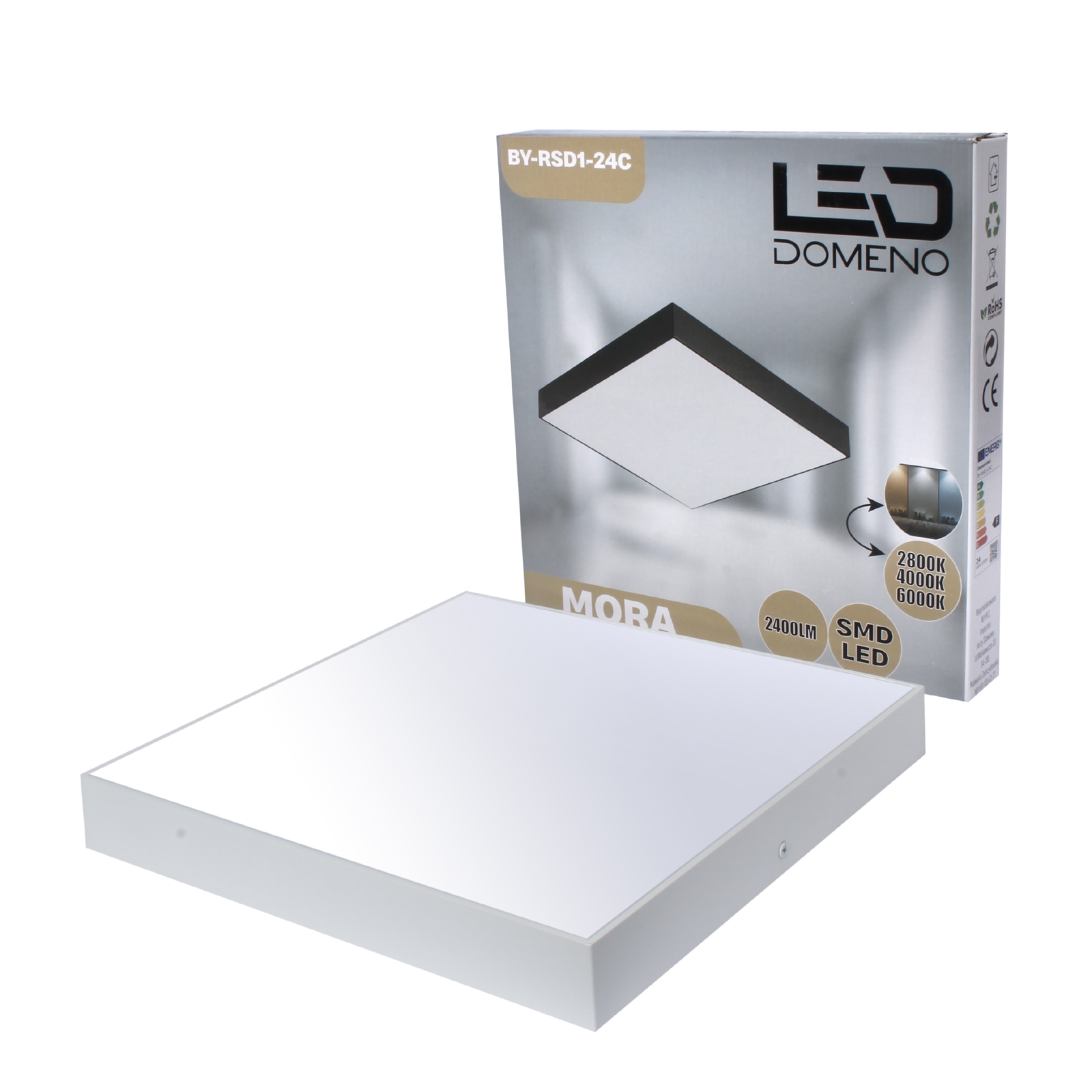 Lampa natynkowa Mora 30x30 24W IP44 biała BY-RSD1-24C Lampa natynkowa Mora 30x30 24W IP44 biała BY-RSD1-24C