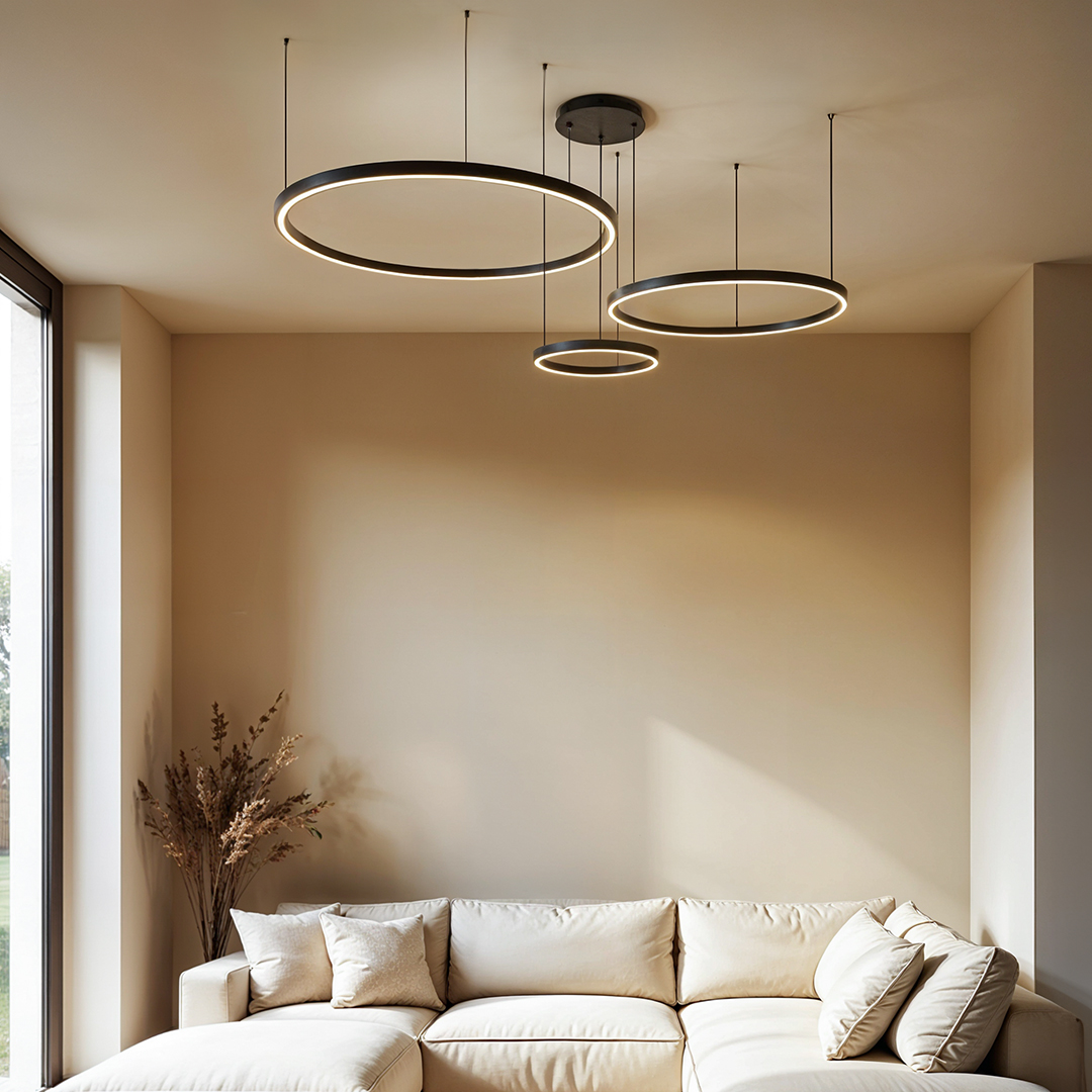 Lampa wisząca okręgi 116W czarna AZ134 MONZA Lampa wisząca okręgi 116W czarna AZ134 MONZA