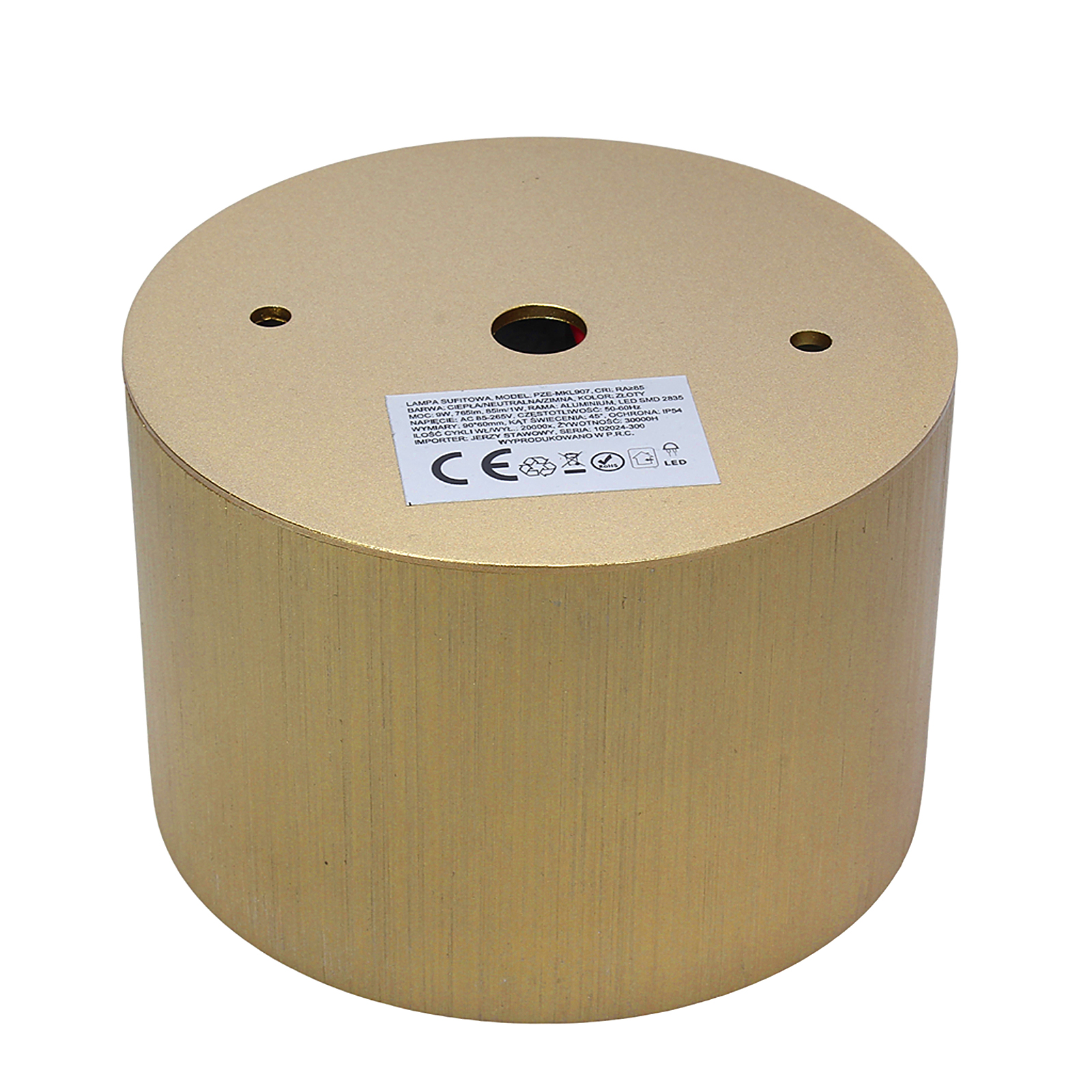 Oprawa Sufitowa LED PZE-MKL907 9W CCT 3000K-6000K Złota Oprawa Sufitowa LED PZE-MKL907 9W CCT 3000K-6000K Złota