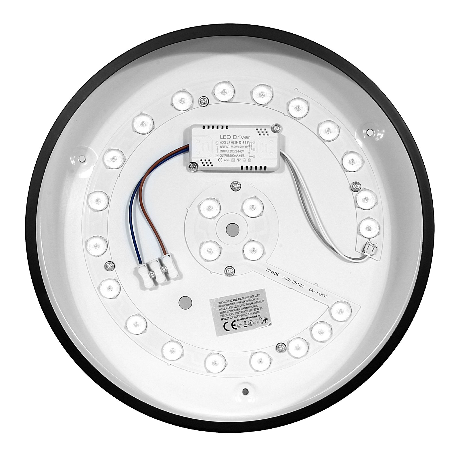 Panel LED Natynkowy 30cm okrągły BB04 30W 3000K czarny