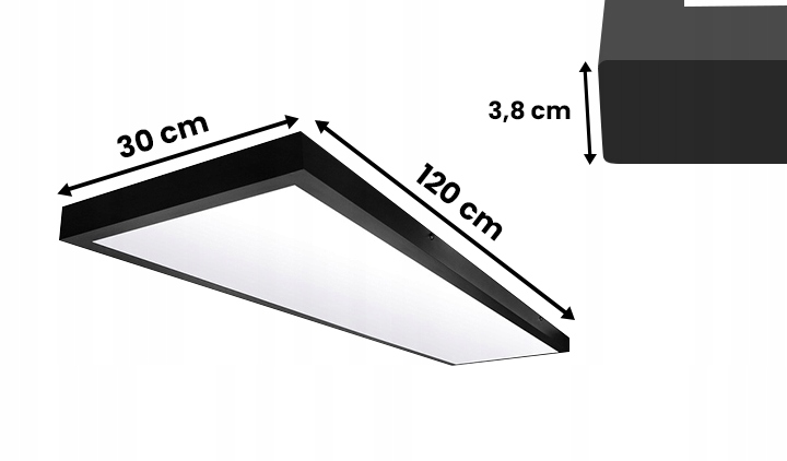 Panel Led 120x30 natynkowy czarny 40W 130 lm/W PL-E03 4000K barwa neutralna Panel Led 120x30 natynkowy czarny 40W 130 lm/W PL-E03 4000K barwa neutralna