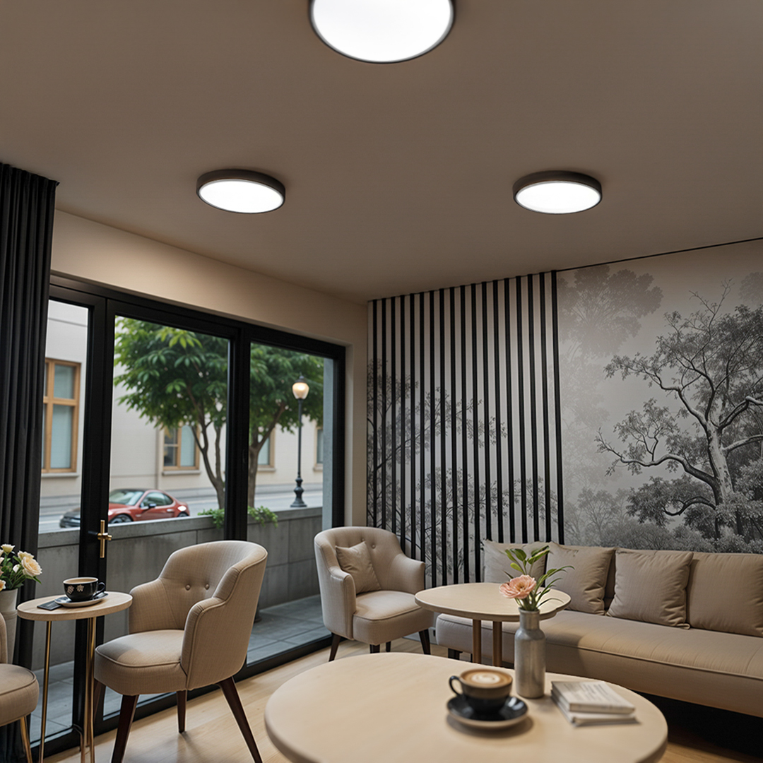 Plafon Natynkowy LED 50cm Okrągły BB02 50W 3000K Czarny Plafon Natynkowy LED 50cm Okrągły BB02 50W 3000K Czarny