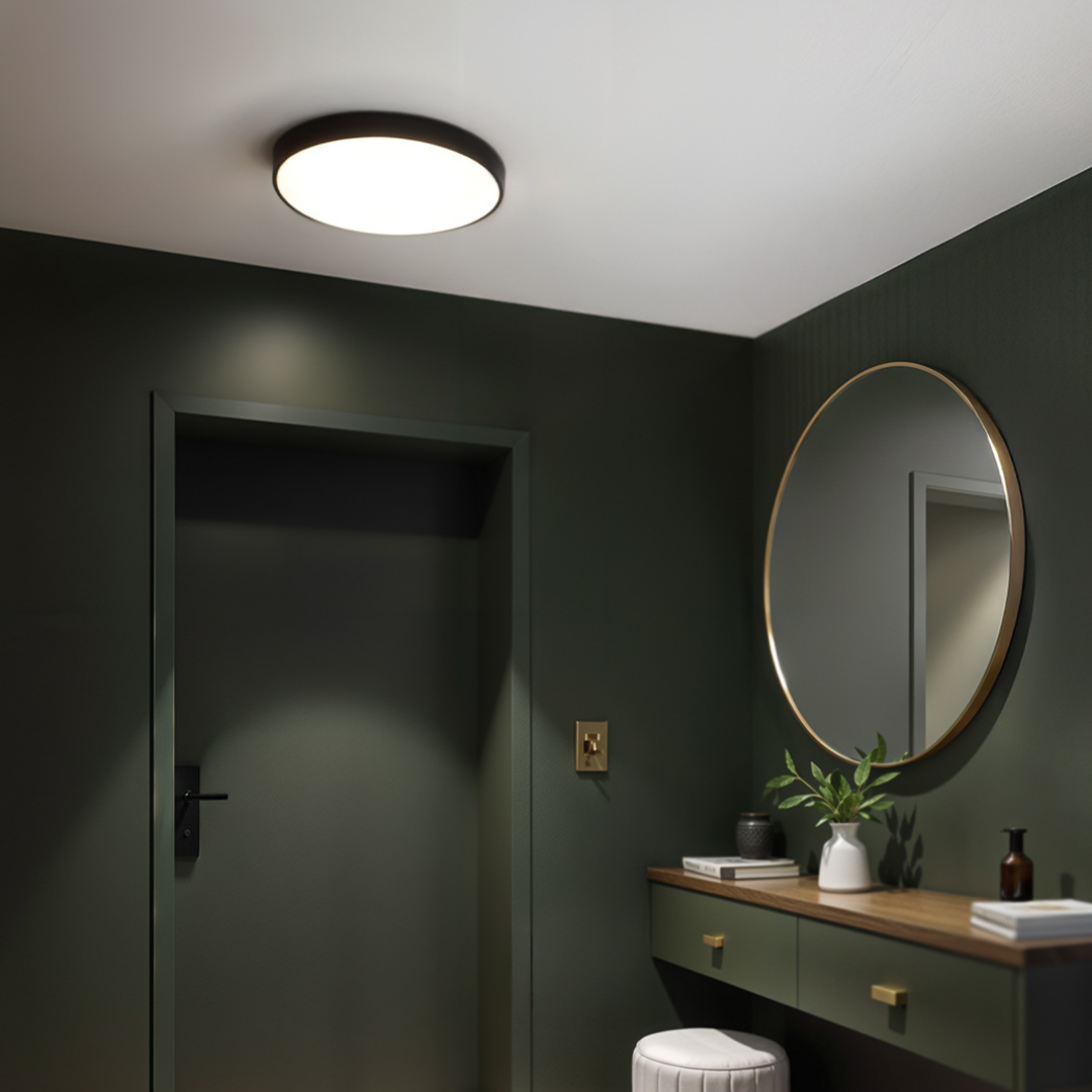 Plafon natynkowy LED 40cm Okrągły BB03 40W 4000K z czujnikiem czarny