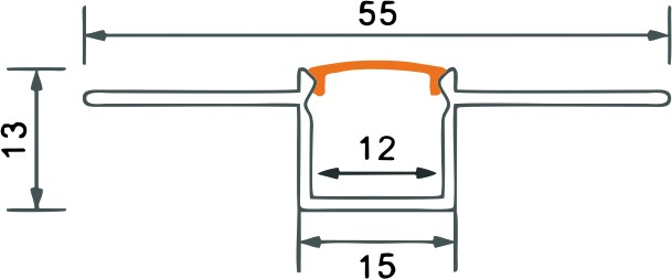 Profil do taśm LED podtynkowy anodowany + klosz mleczny 200cm Profil do taśm LED podtynkowy anodowany + klosz mleczny 200cm