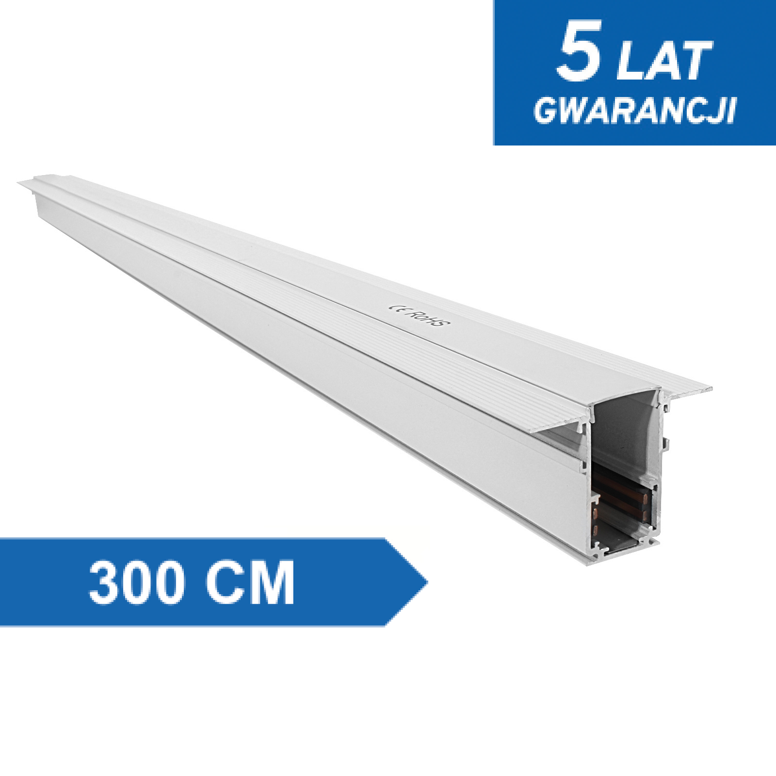 Szyna magnetyczna podtynkowa LL-20C biała 300cm Szyna magnetyczna podtynkowa LL-20C biała 300cm