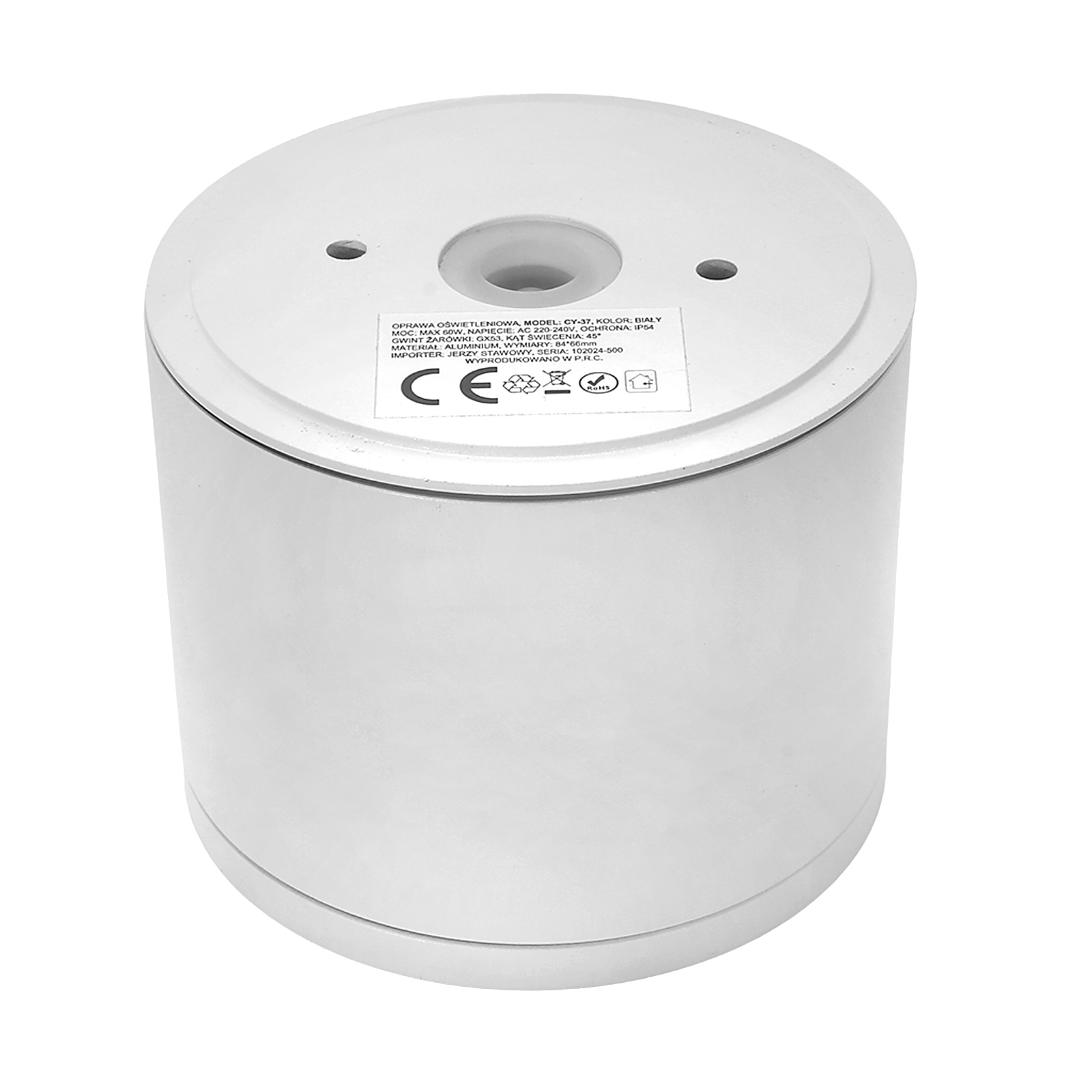 Tuba GX53 natynkowa biała CY-37 IP54 Tuba GX53 natynkowa biała CY-37 IP54