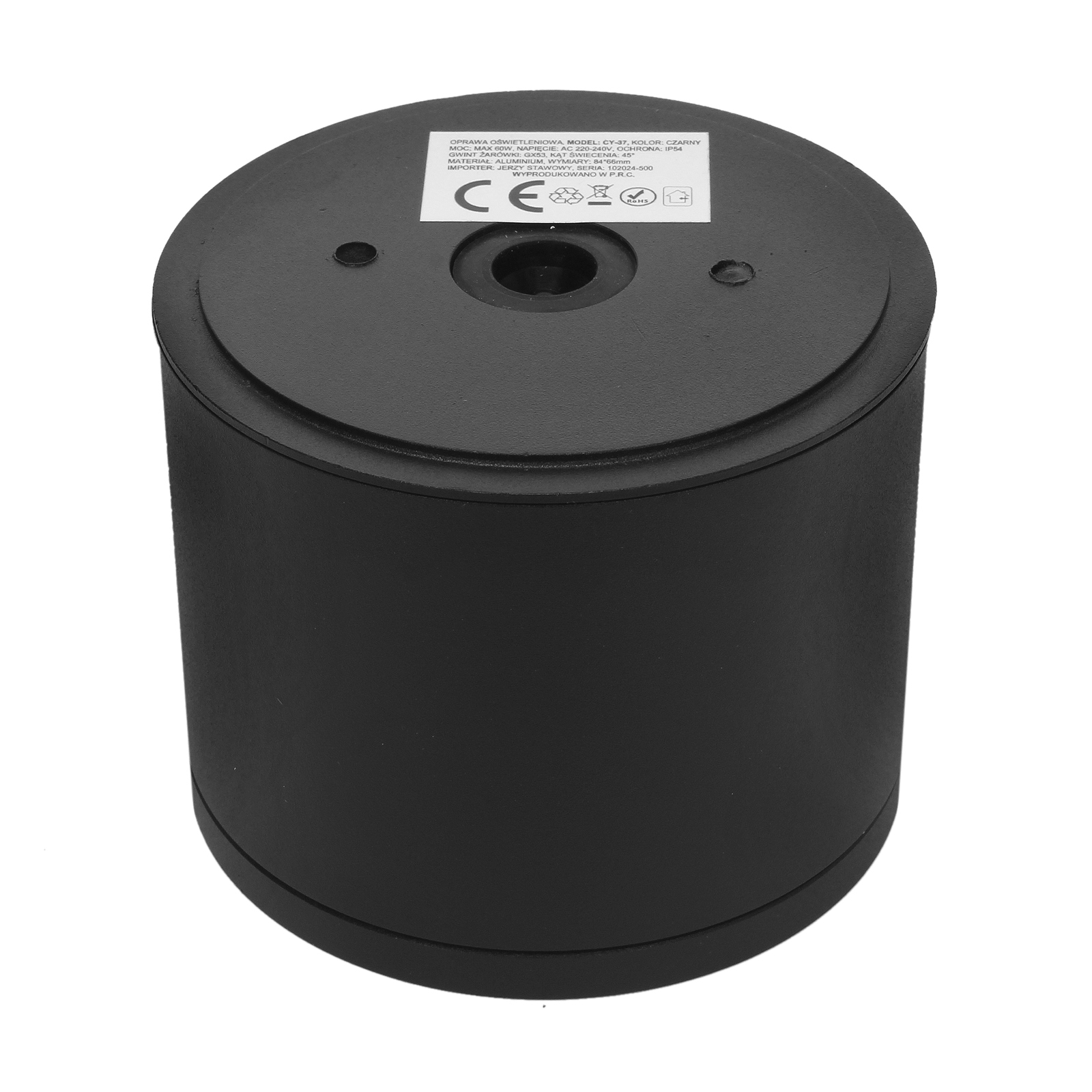 Tuba GX53 natynkowa czarna CY-37 IP54