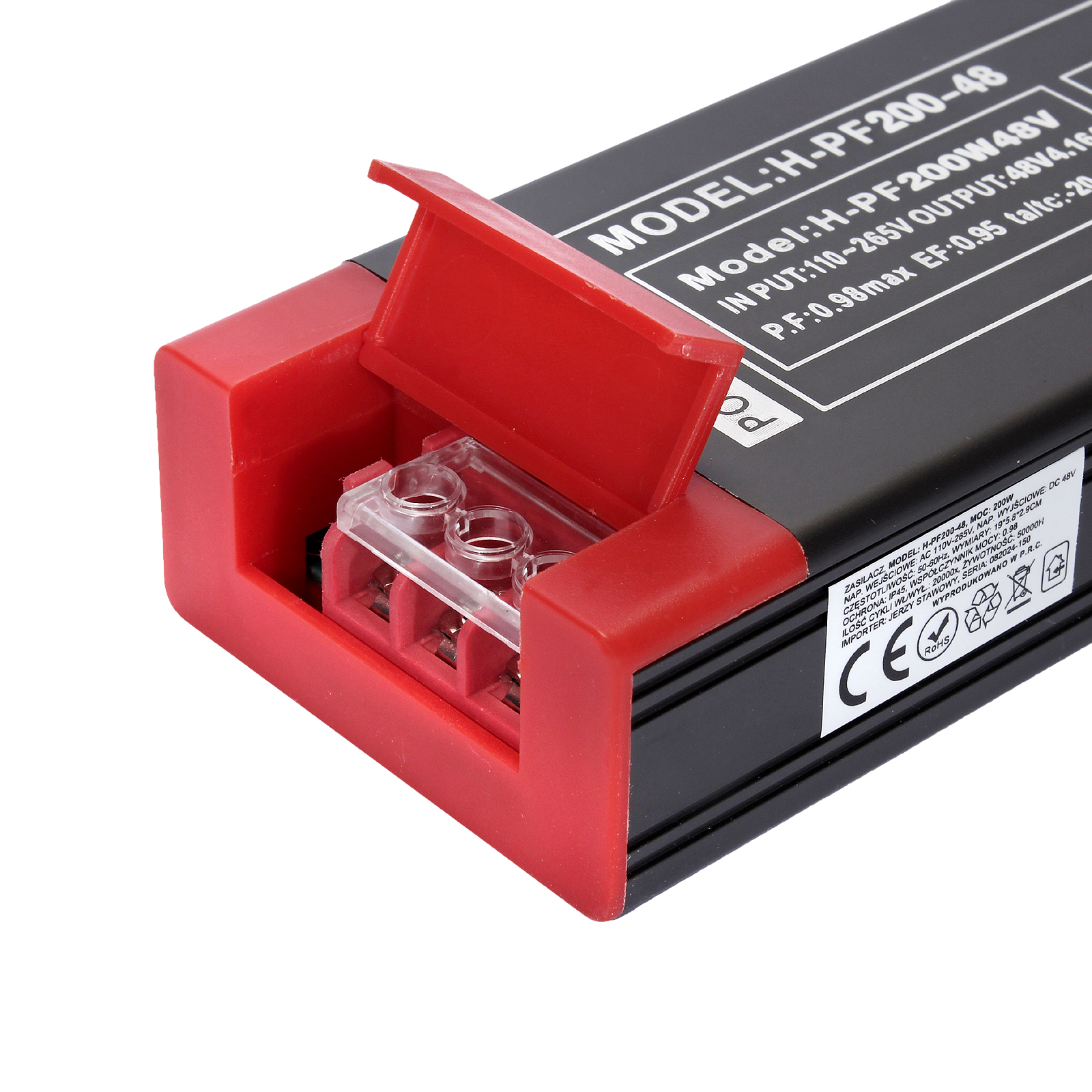 Zasilacz Do Szyn Magnetycznych i taśmy LED H-PF200-48 200W Czarny