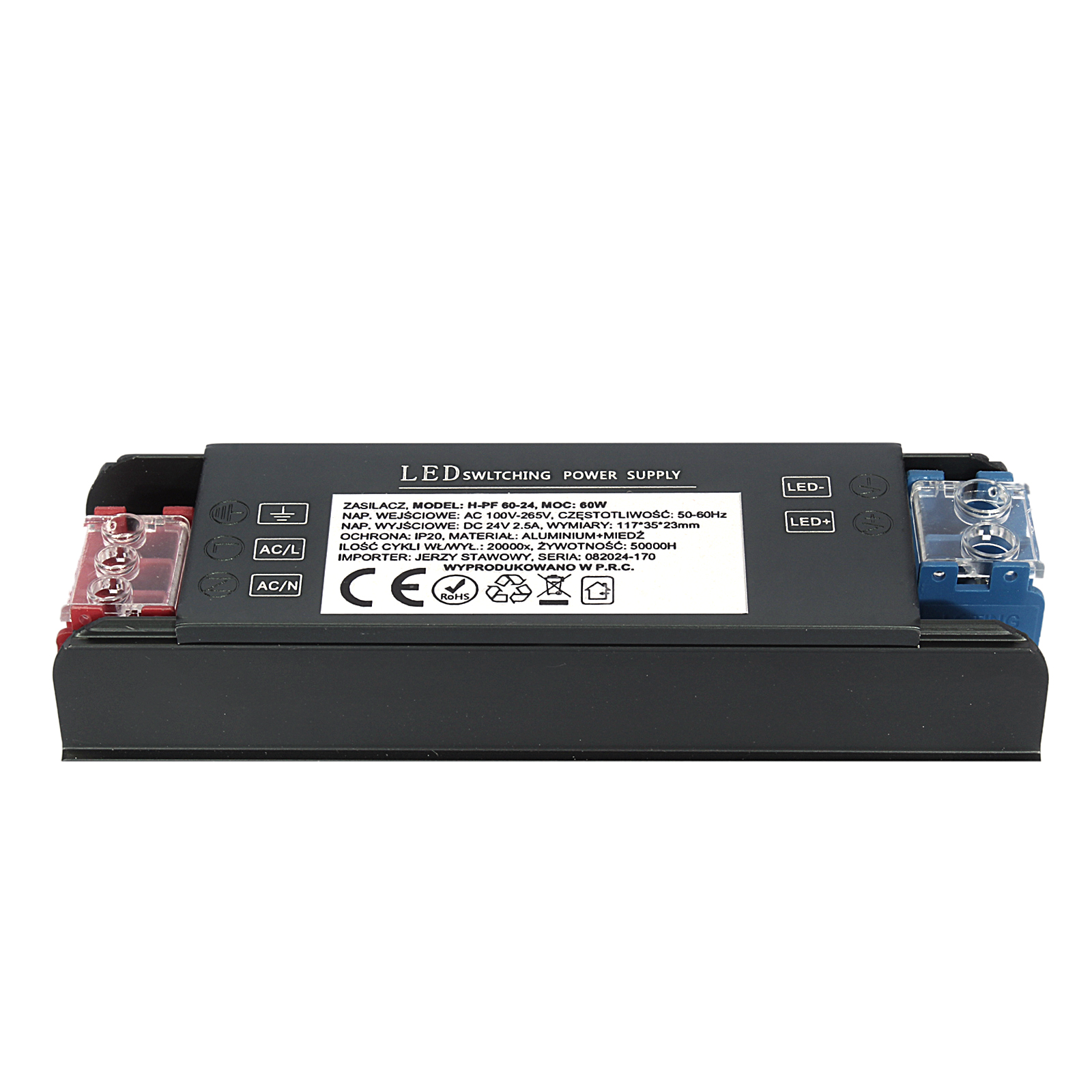 Zasilacz LED H-PF 60-24 60W Czarny Zasilacz LED H-PF 60-24 60W Czarny