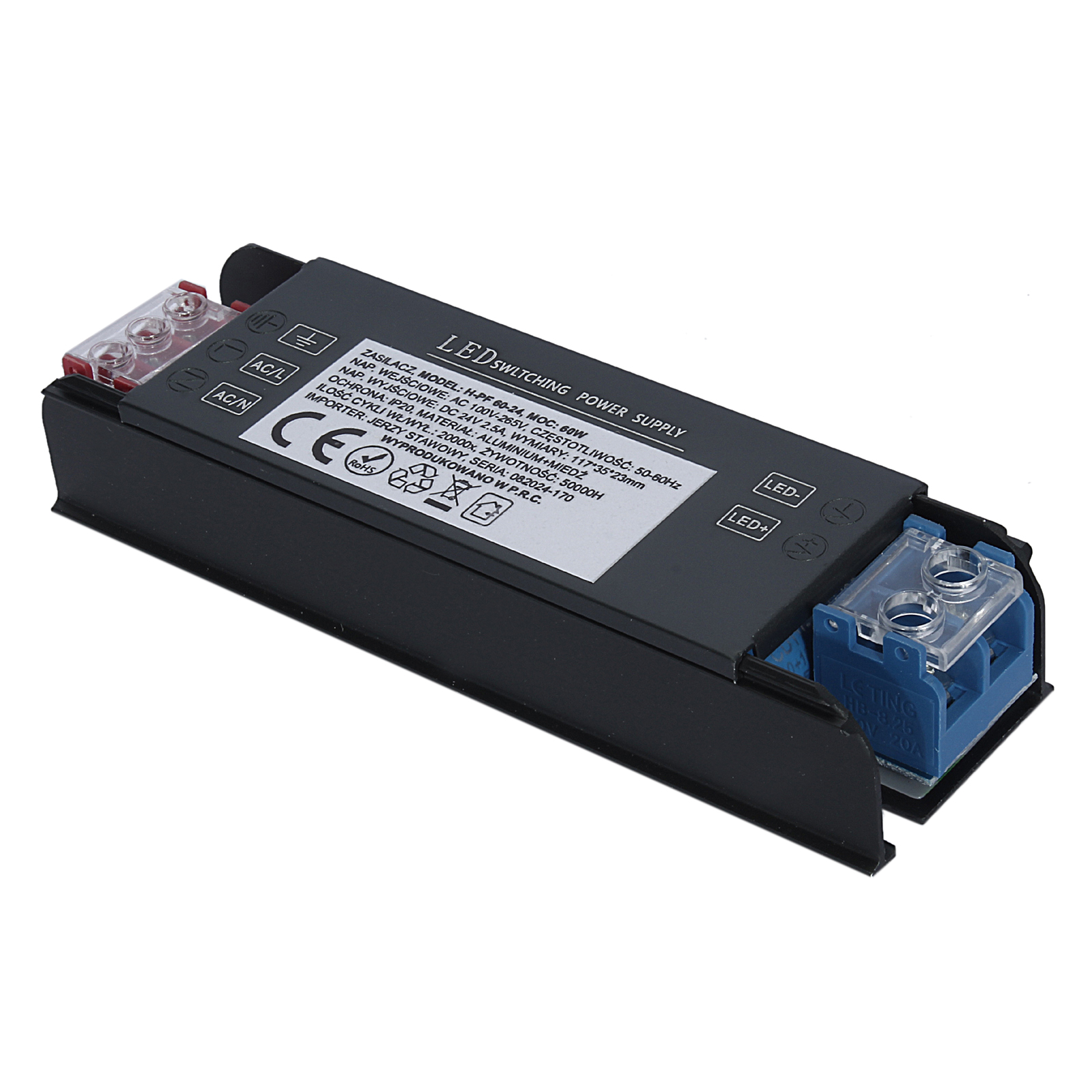 Zasilacz LED H-PF 60-24 60W Czarny Zasilacz LED H-PF 60-24 60W Czarny