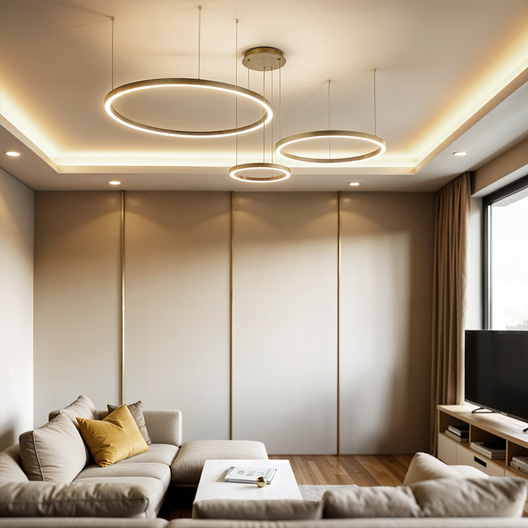 Złota Lampa wisząca okręgi 116W złota AZ134 MONZA Złota Lampa wisząca okręgi 116W złota AZ134 MONZA