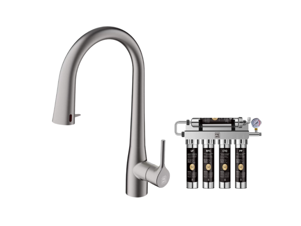 BEZDOTYKOWA BATERIA Z FILTREM WODY – FREAK FILTER - NIKIEL SZCZOTKOWANY INOX