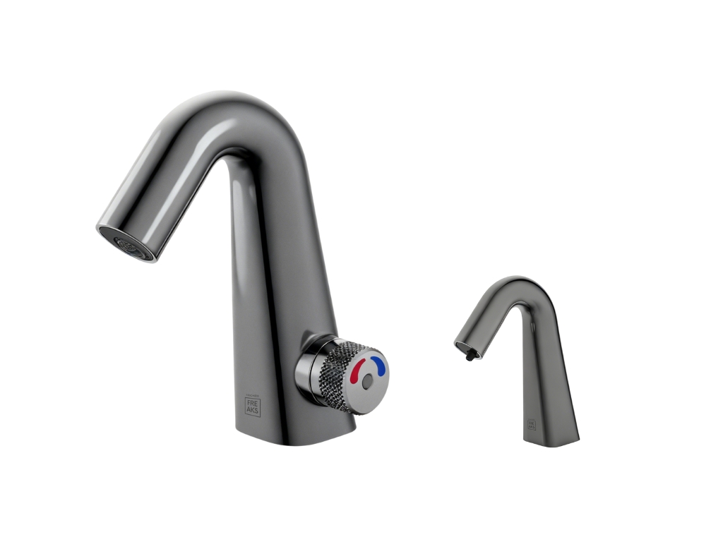 BEZDOTYKOWA BATERIA UMYWALKOWA Z DOZOWNIKIEM FREAK BATHROOM - GUN METAL